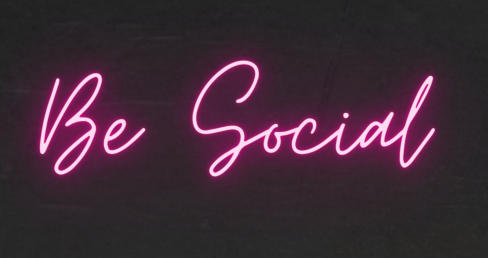 Be Social Neon Text Image